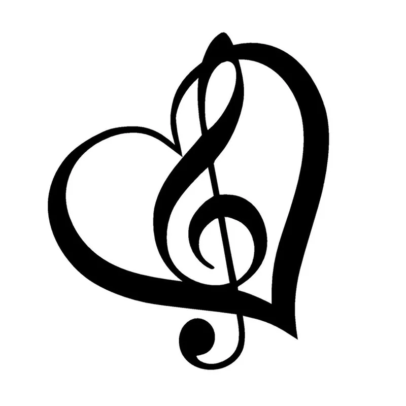 

TREBLE CLEF HEART Vinyl Decal Sticker Window Music Symbol Guitar 12x10cm