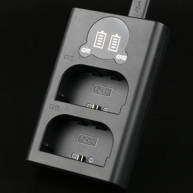 Двойное зарядное светодиодный USB со светодиодной подсветкой совместимое с CANON EOS