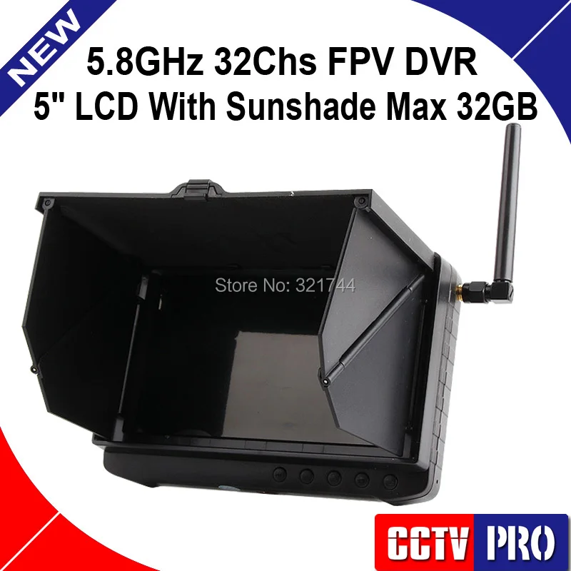 

Battery Operated Mini Wireless Receiver 5" LCD HD 800*480P 5.8Ghz 32Ch FPV Monitor DVR Support Loop Recording Can Take Picture