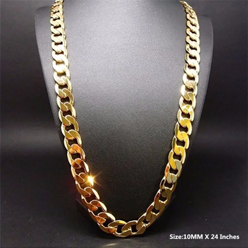 2016 Men Heavy 24 Inch Pure Gold Color Necklace High Quality Gold