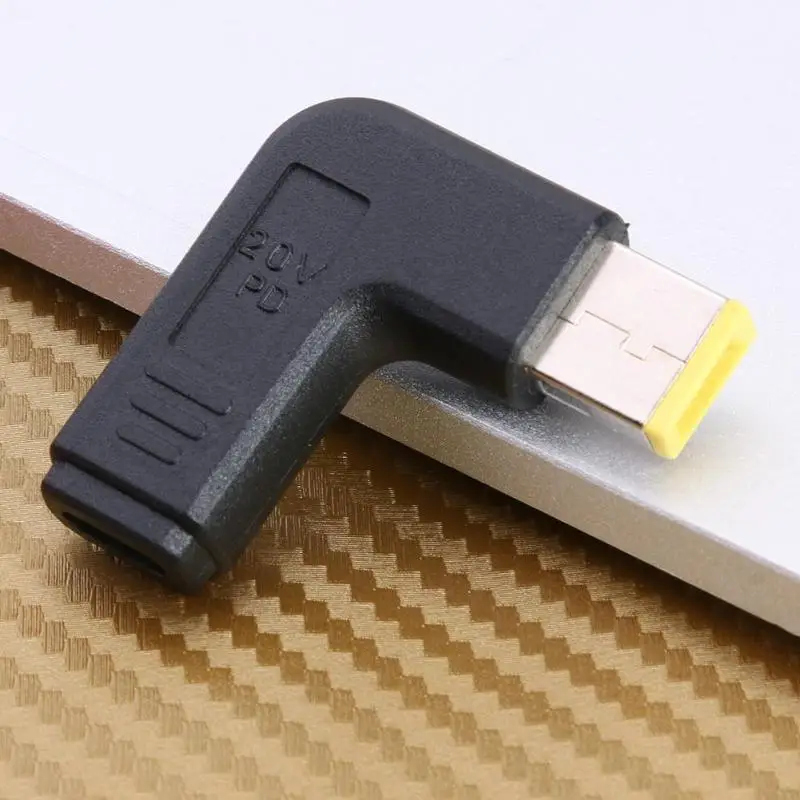

90 Degree Type-C Female to Square Male DC Power Plug Adapter for Lenovo Thinkpad