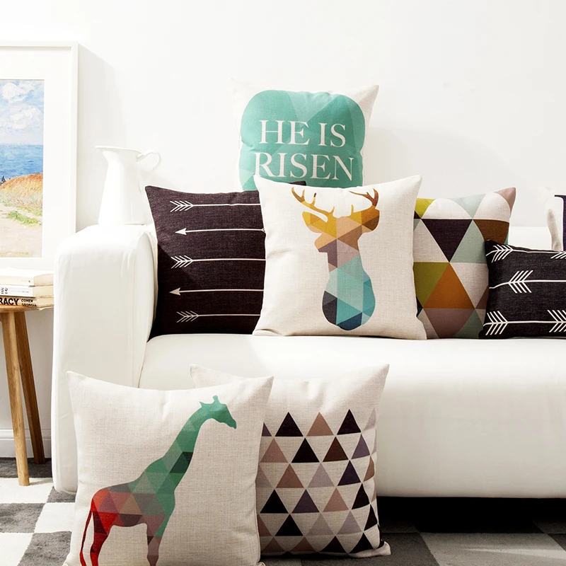 

Geometric Animal Deer Stag Elk Bird Flamingo Cushion Covers Nordic Mountain Arrow Love Pillowcase Sofa Linen Pillow Cover