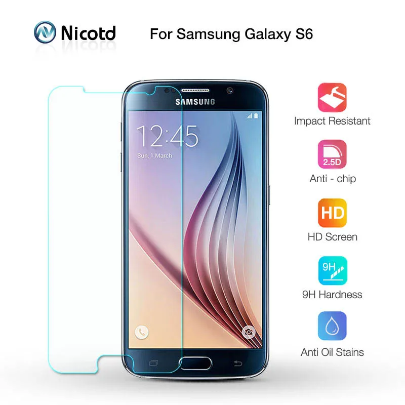 Nicotd Screen Protector Samsung Galaxy S6 Tempered Glass For Samsung Galaxy S6 Glass Film For Samsung S6 G920F Protective Film (1)