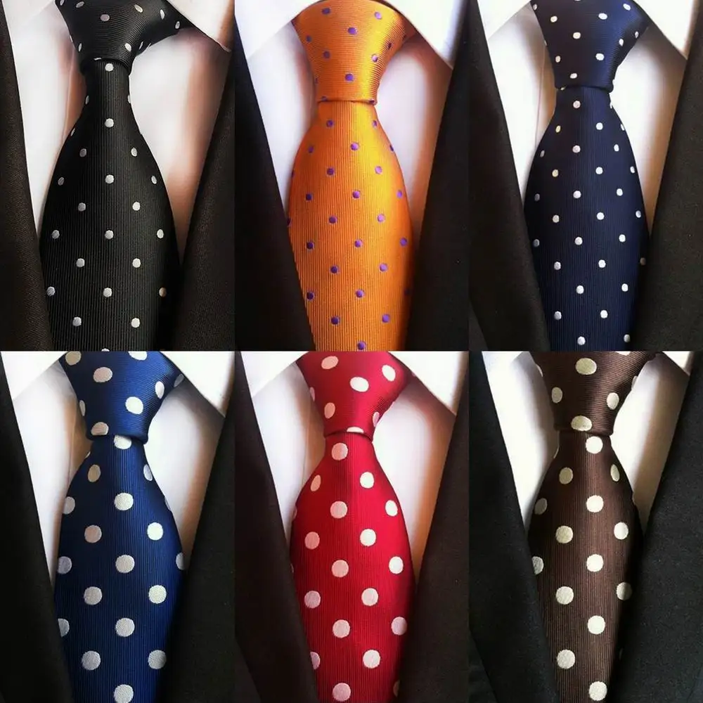 

SKng New Fashion Dots Ties 8cm 100% Silk Ties Mens Neck Tie Jacquard Woven Ties for Men Wedding Suit Business Party Gravatas