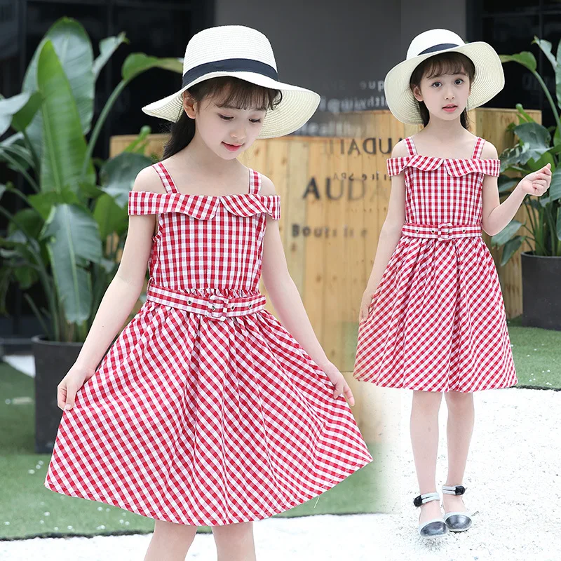 Girl Summer Dress 2018 Casual Plaid Girls Dresses Clothes Children