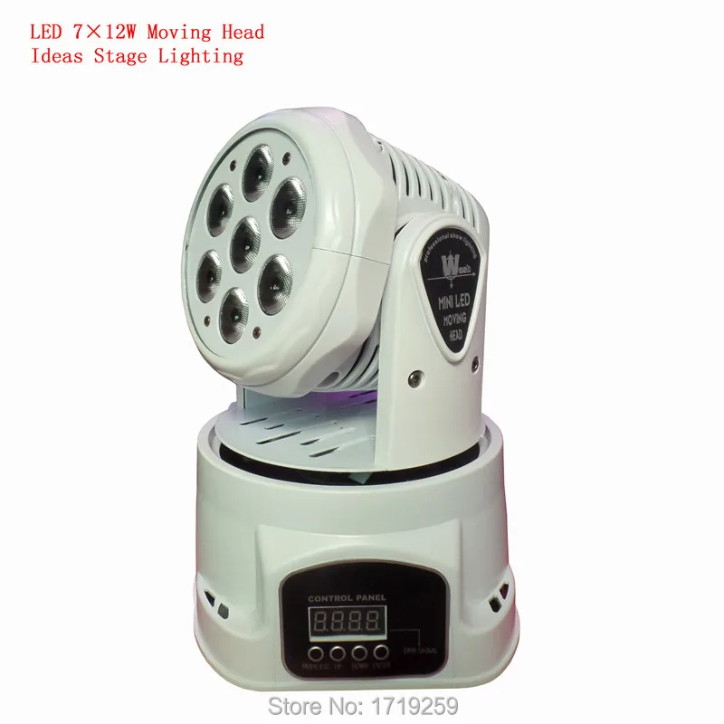 

Fast Shipping  White  LED  Moving Head Mini wash 7x12w RGBW Quad with advanced 14 channels Free Shpping