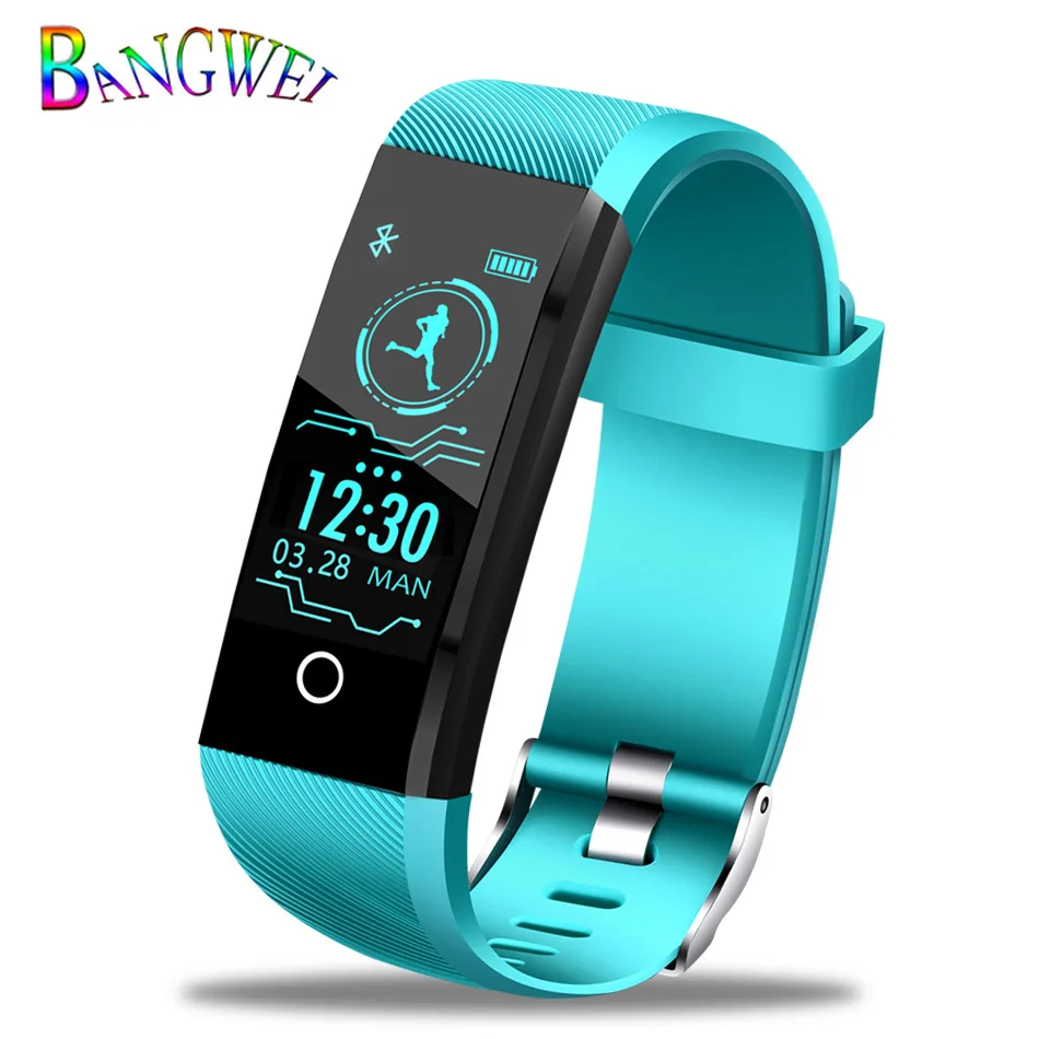 Light blue Новинка, умный браслет, фитнес-браслет, трекер активности, OLED цветной экран, Смарт-часы, пульсометр, Bluetooth 4,0, водонепроницаемые часы+ коробка - Цвет: Light blue