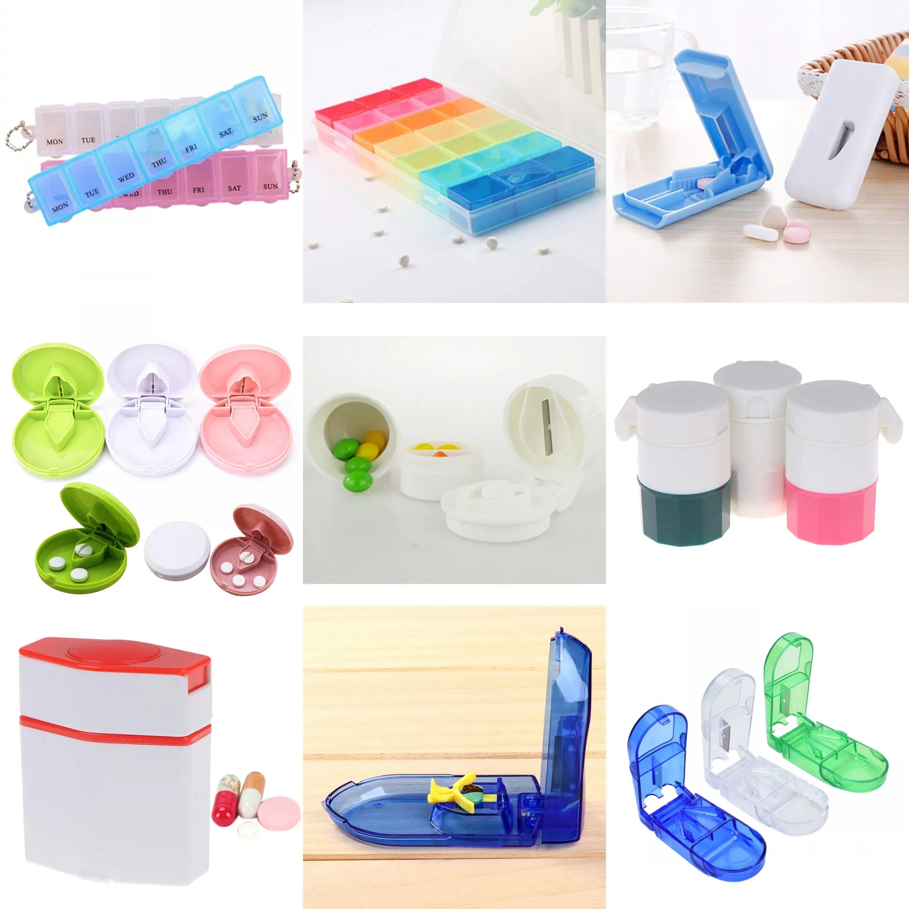 

Weekly Pill Box Cutting Tablets Medication Pill Box Cutter Medicine Crusher Grinder Splitter Tablet Cutter Divider Storage Case