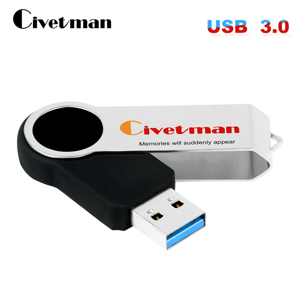 Civetman USB флеш-накопитель 32 ГБ вращающийся металлический USB 3,0 флеш-накопитель 128 г флеш-накопитель высокоскоростной usb-флеш-накопитель 64 ГБ флеш-накопитель