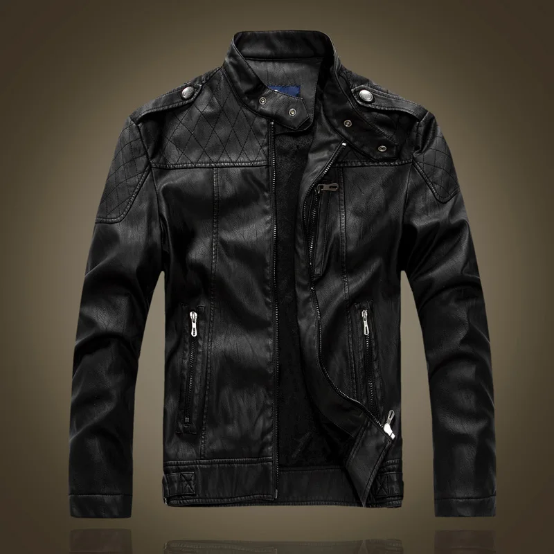 Классическая Повседневная ветрозащитная мотоциклетная куртка крутая мотоциклетная куртка из искусственной кожи мужские ретро Куртки из искусственной кожи пальто размер M-3XL D10 - Цвет: Черный
