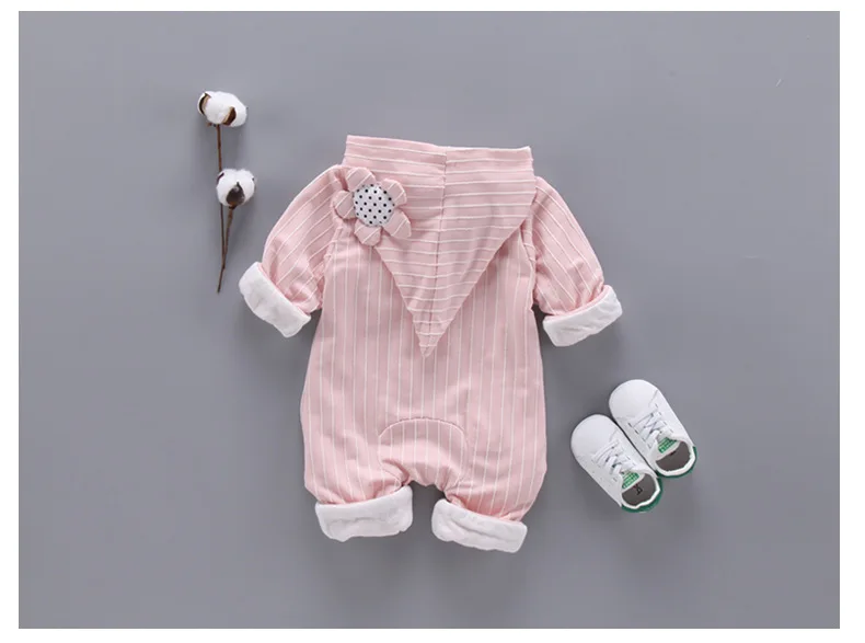 Одежда на молнии для маленьких девочек, весенне-осенняя одежда для новорожденных, милый детский комбинезон с капюшоном, одежда с длинными рукавами для прогулок на 3-14 месяцев