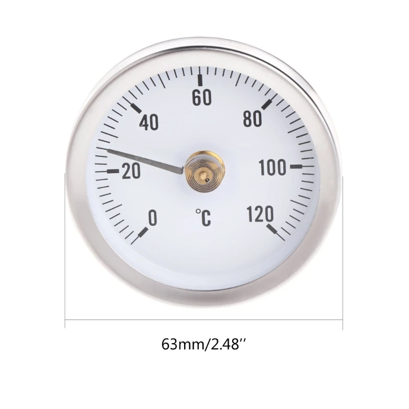 0~ 120C 63 мм Циферблат из нержавеющей стали зажим-на пружинный температурный испытательный Манометр Термометр Биметаллический поверхностный трубный термометр