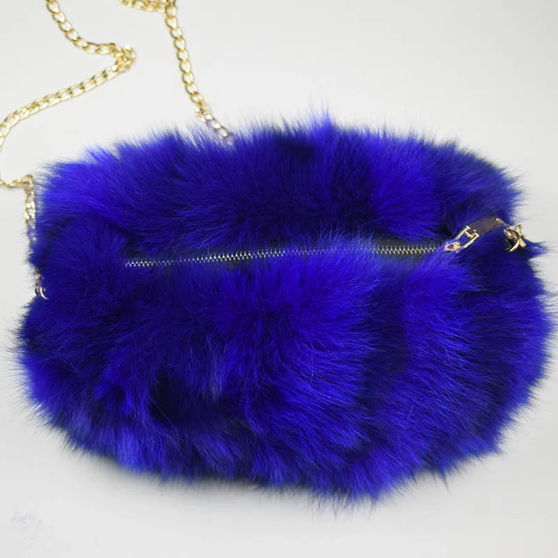 fox fur handmuff royal blue 2