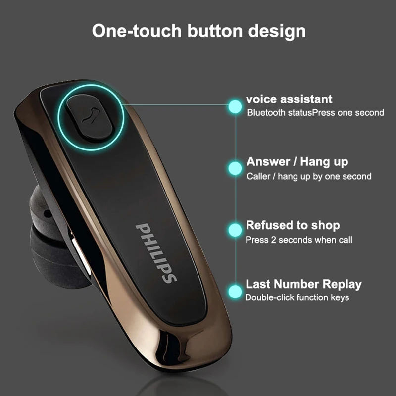 Philips SHB1700 Bluetooth наушники с литиевой батареей 4 0 Функция шумоподавления для Iphone 8/8Plus