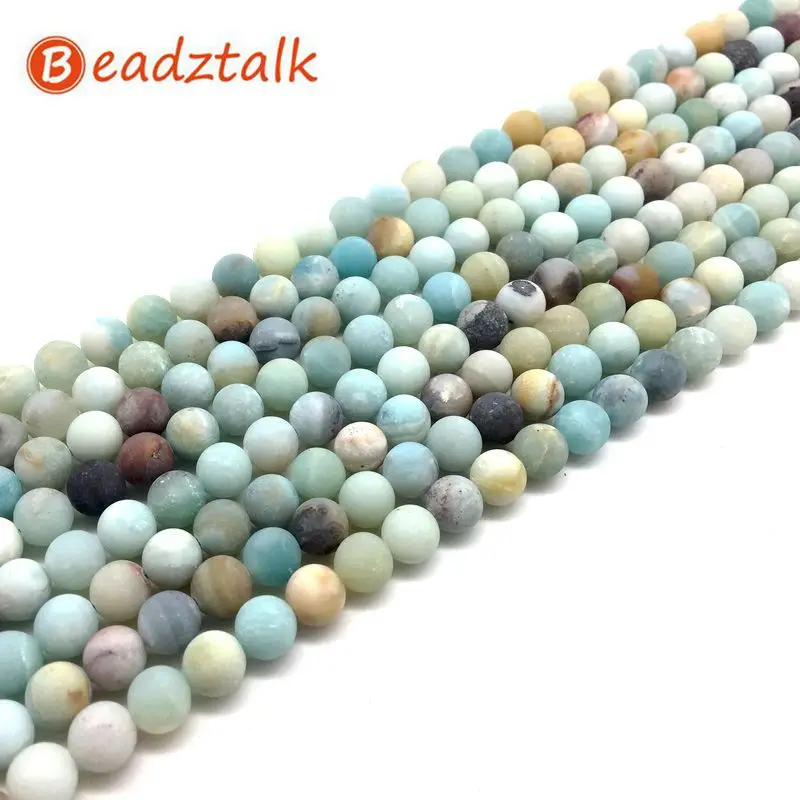 Matt Frosted Dull Polsh Natural Amazonite Stone Beads Spacer Round 4mm 6 mm 8 10 for DIY Making Jewelry | Украшения и аксессуары