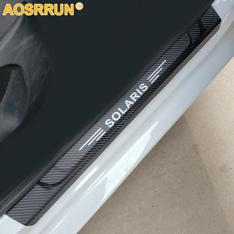 AOSRRUN из искусственной кожи дверной порог Накладка автомобильные аксессуары для
