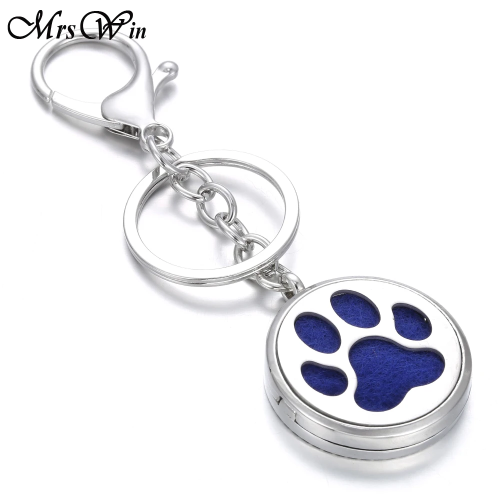 

New Aromatherapy Keychain Jewelry Dog Paw Pattern Hollow Aromatherapy Perfume Locket Keychain Hook Floating Locket Key Chain
