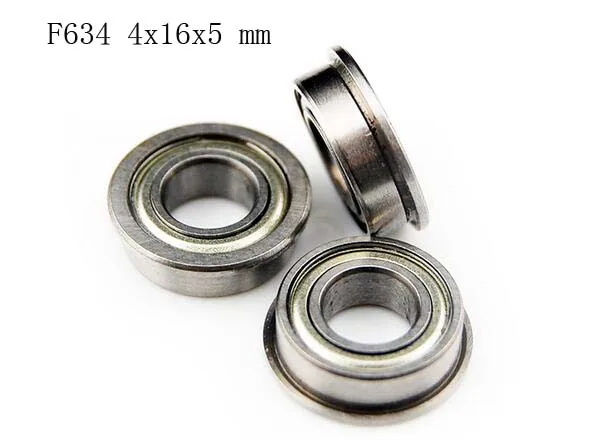 

(10 PCS) (F634zz) (4x16x5 mm) Flange Metal Shielded Ball Bearing F634 4*16*5