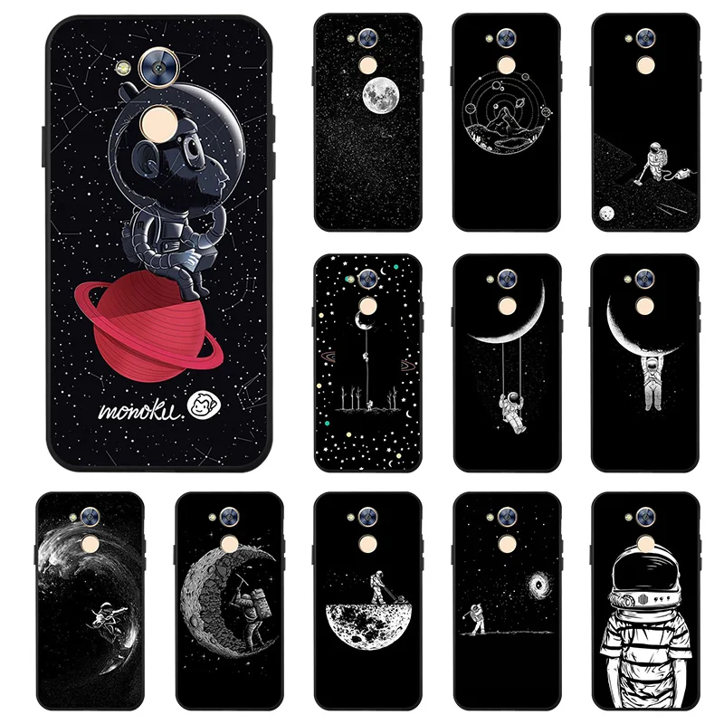 Cute Planet Print Soft Silicon Case For Huawei Honor 6A Cases Painted Black TPU Phone Cover 6 A Capa |