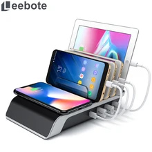 Leebote Беспроводное зарядное устройство 4 порта usb зарядная станция type-C зарядное устройство с подставкой для iPhone X samsung Galaxy Xiaomi USB зарядное устройство