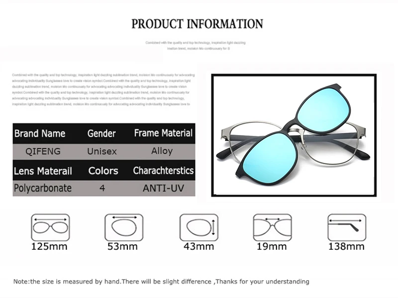 QIFENG оптическая оправа для очков Мужская женская с магнитами поляризованные прикрепляемые солнцезащитные очки по рецепту очки оправа для очков QF062