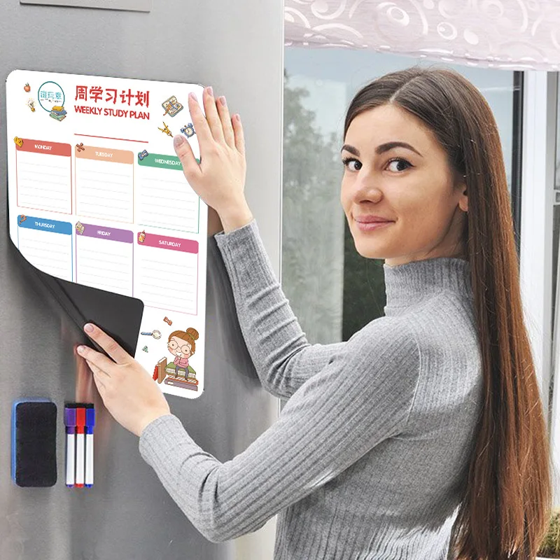 

Fridge Refrigerator Magnet Whiteboard A3 Soft Magnetic Board, Weekly Planner Magnet Whiteboard for Kitchen