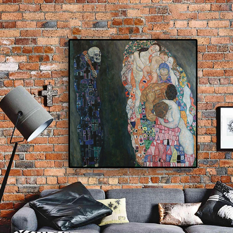 Картина маслом Gustav Klimt для размножения смерти и жизни на холсте скандинавские