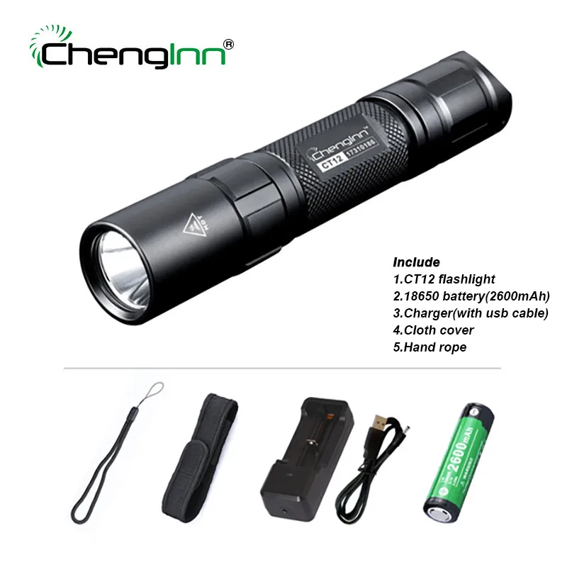 Koop Chenglnn Tactische Zaklamp Krachtige Zelfverdediging 1200LM Cree LED Licht 6 Modes SOS Fakkel Lamp met 18650 Batterij voor Jacht