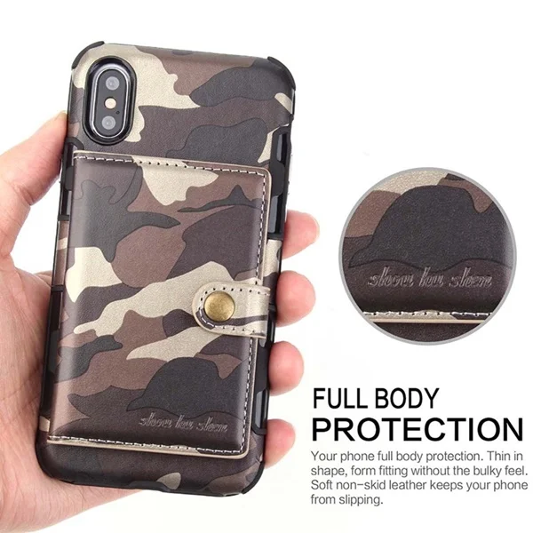 Coffee Чехол для Apple iPhone X XS Max XR чехол Роскошный камуфляж слот для карт кошелек сумки мягкие чехол для iPhone X XS Max XR чехол kimTHmall - Цвет: Coffee