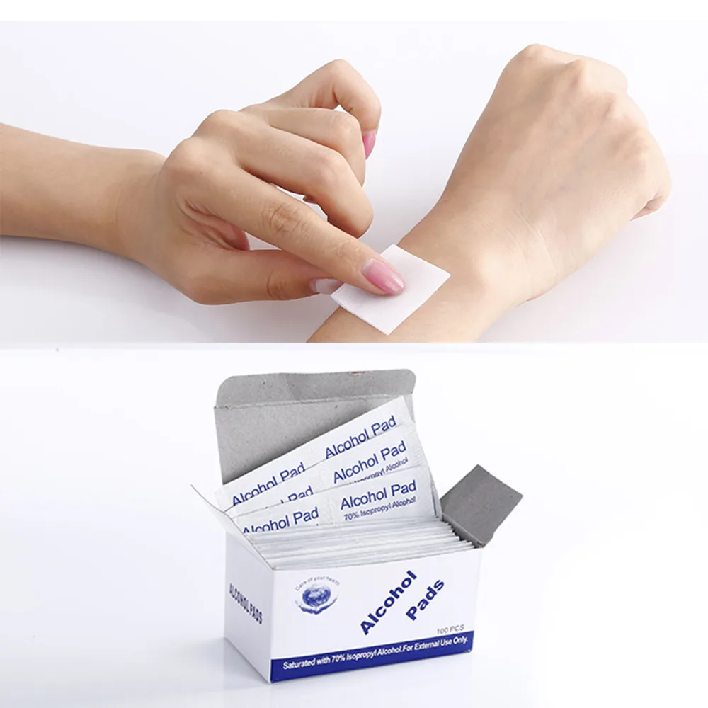 100Pcs/lot Alcohol Swabs Pads Wipes For Microblading Permanent Antiseptic Cleanser Cleaning Sterilization First Aid Home Makeup | Красота и