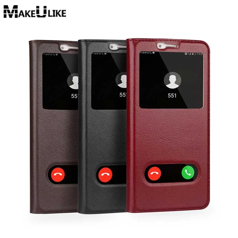 

MAKEULIKE Genuine Leather Case For Huawei Honor 7X Window View & Magnetic Protective Cover Coque For Huawei Honor 7X Flip Case
