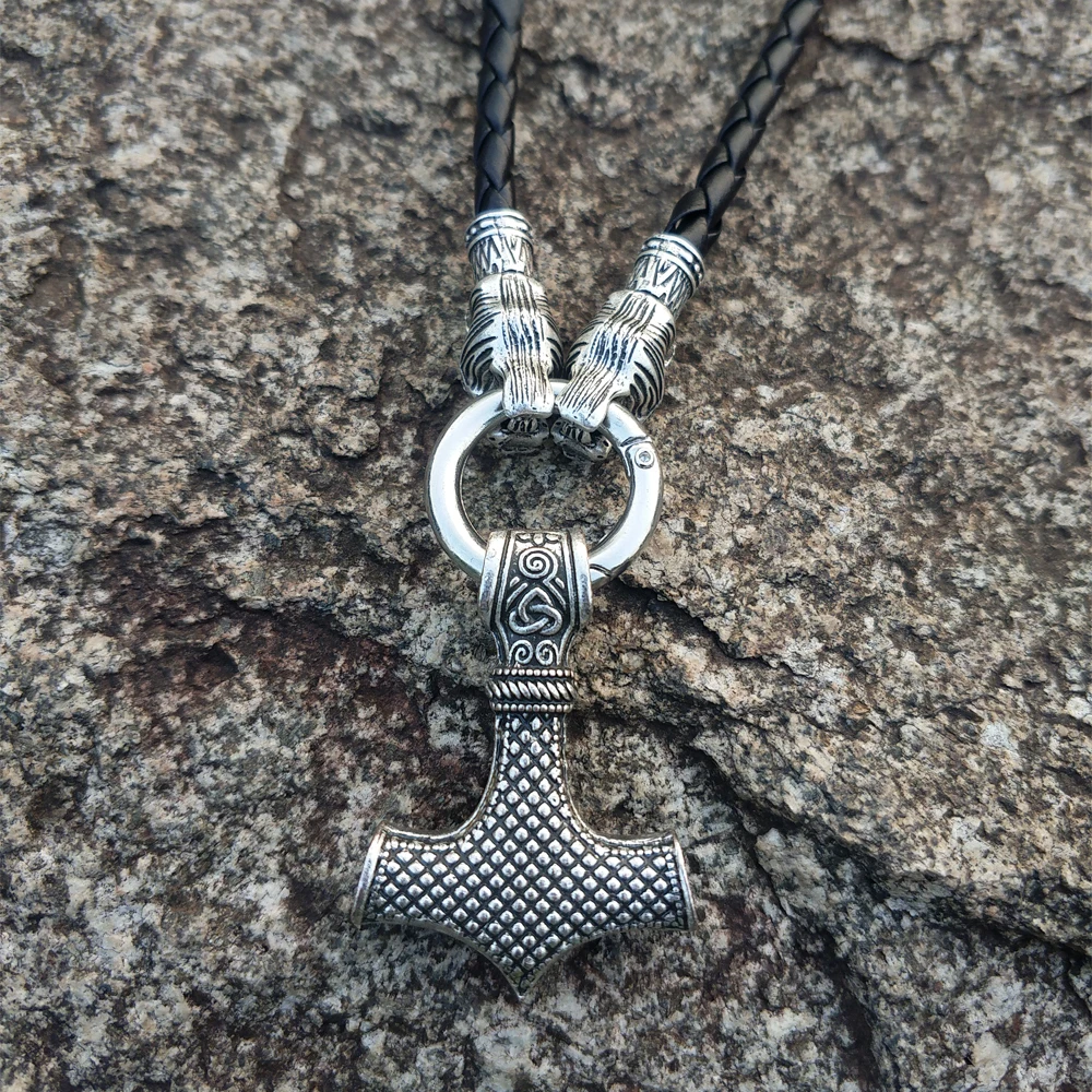 LANGHONG Nordic Viking Thor's Hammer Necklace Viking Thor's Hammer with wolf Head Necklace Jewelry Talisman LANGHONG Nordic Viking Thor's Hammer Necklace Viking Thor's Hammer with wolf Head Necklace Jewelry Talisman