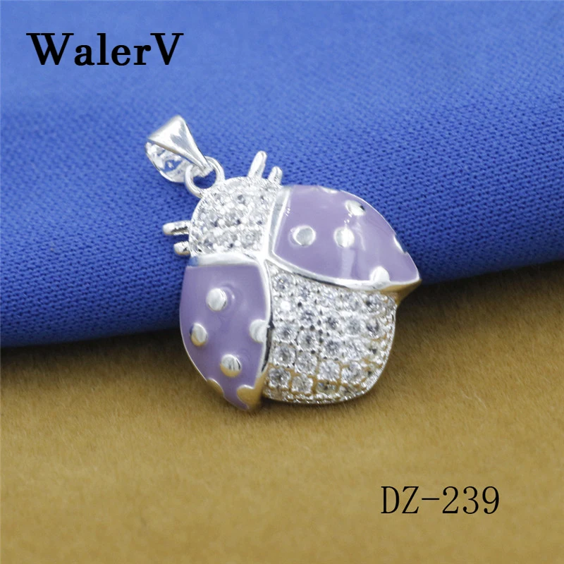 

WALERV 2018 Ladybug Shape 925 Silver Pendant Stamp Fashion Jewelry Accessories Rhinestone Stone Love Pendant for Women Wedding
