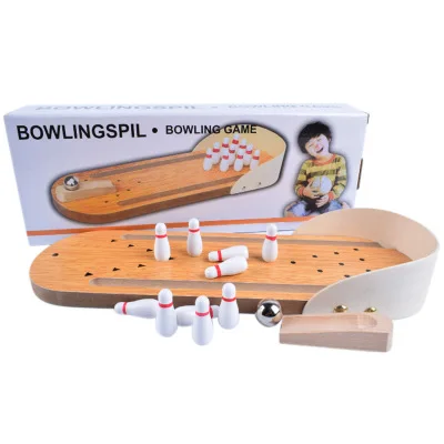 Деревянный Мини-пазл для боулинга, деревянные игрушки для родителей и детей, креативные настольные игры для снятия стресса