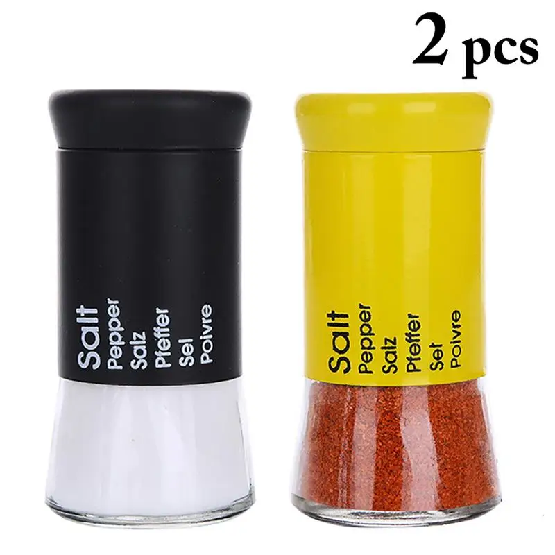 

2pcs Seasoning Bottle Spice Salt Pepper Shakers Seasoning Jar Can Barbecue Jar Bottles Cruet Container Glass Spice Bottles