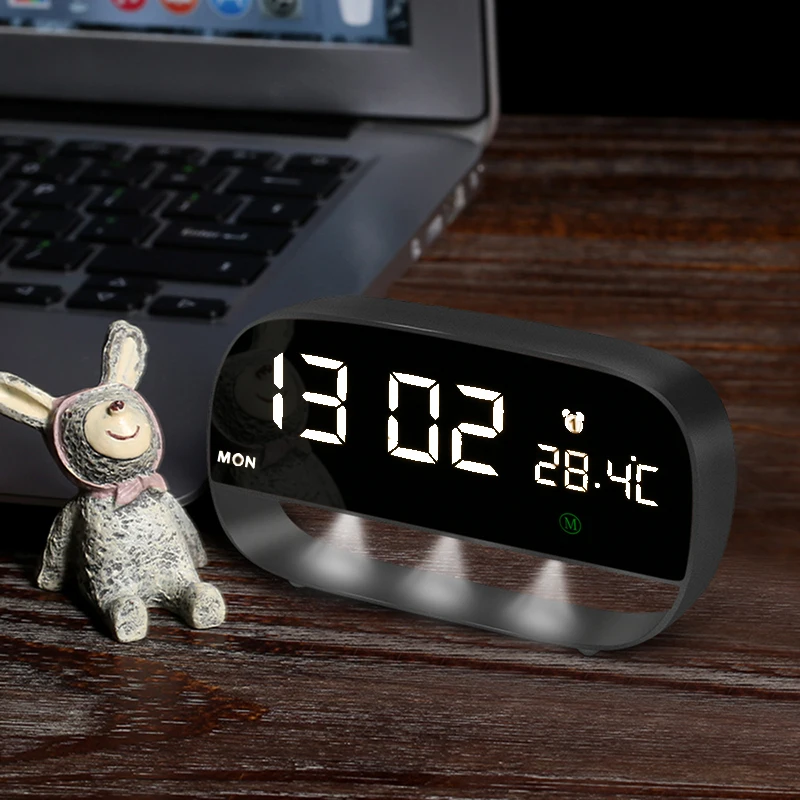 

Electronic LED Digital Touch Alarm Clock with Night Light 3 Alarms Setting Temperature Desktop Digital Table Clocks