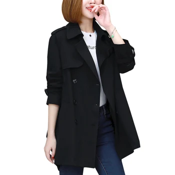 

Fashion Double Breasted Trench Coat Female 2019 Casual Spring Coat Female Overcoat Large Size Loose Windbreaker Women Outerwear