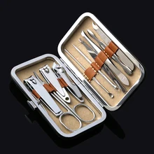 1 Набор Пинцет из нержавеющей стали 10 в 1 ножницы для стрижки ногтей Пинцет Нож для маникюра Резак для маникюра педикюр инструменты для маникюра