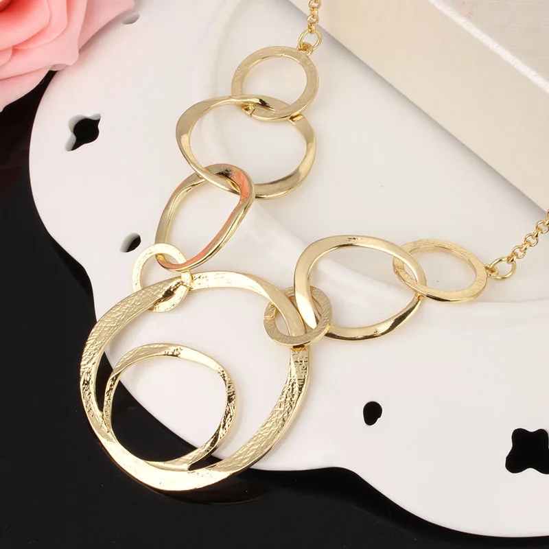 New Women Classical Large Round Circle Statement Pendant Necklace Bib Choker