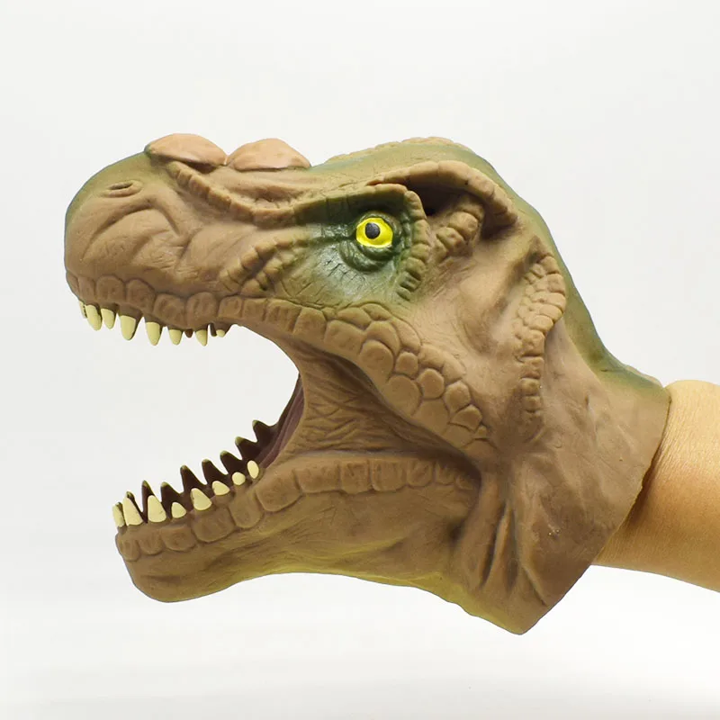 Soft brown Dinosaur Hand Puppet Animal Head Tyrannosaurus rex Hand