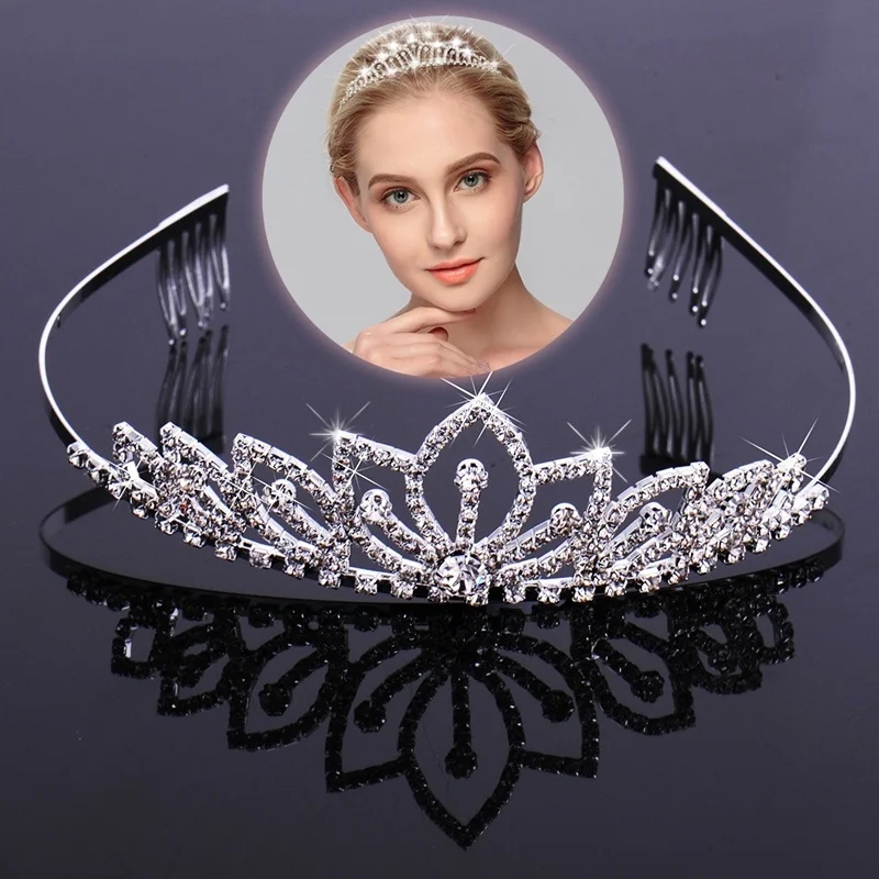 

1 pcs Fashion Rhinestone Crown Tiara Hair Comb Bridal Wedding Pageant Hair Headwear Headdress Jewelry Accessories