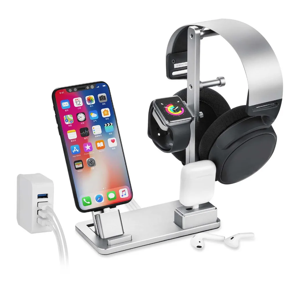 Besegad зарядная док-станция держателя для наушников AirPods IPad iWatch Series 1 2 3 4 iPhone 10X8 7 6S Plus Apple Watch