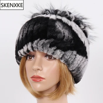 

New Arrival Lady 100% Natural Real Fur Hats Women Winter Warm Real Rex Rabbit Fur Caps Russian Knit Good Elastic Genuine Fur Hat