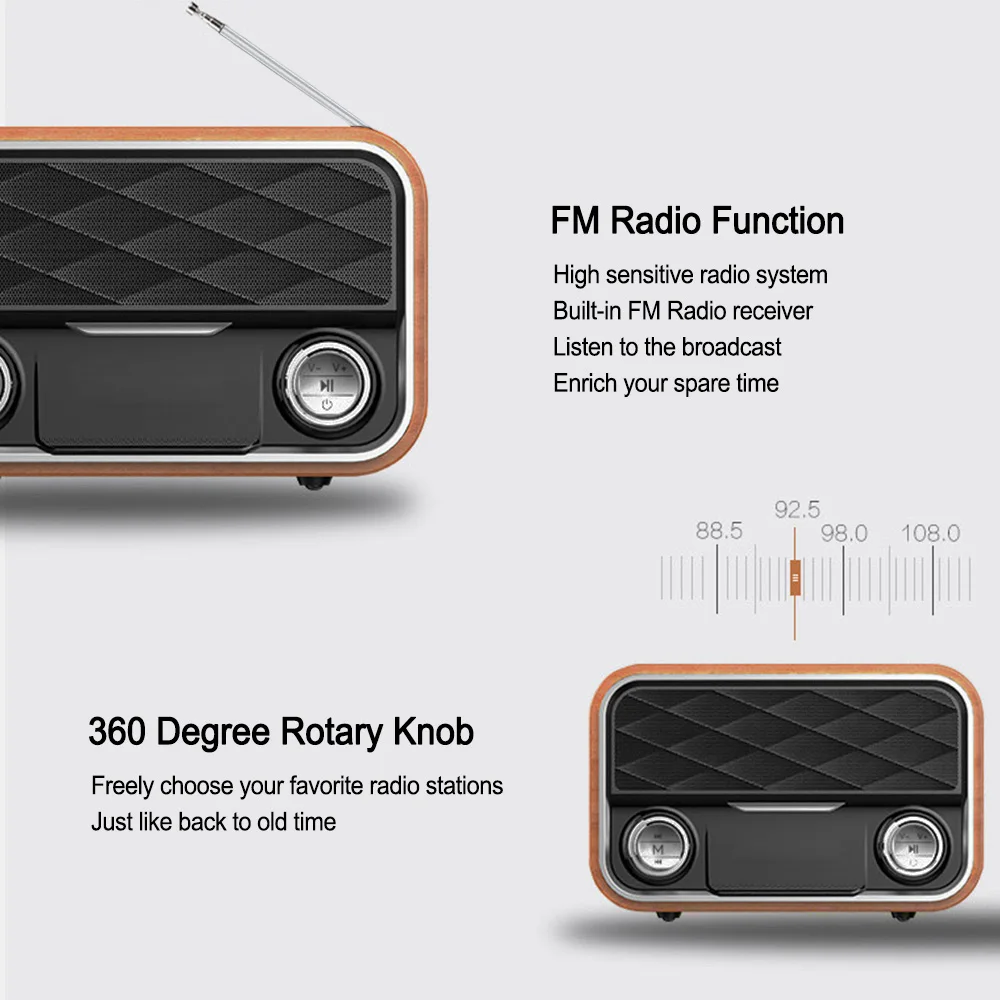 Ретро Радио книжная полка Bluetooth динамик открытый портативный сабвуфер двойные колонки сабвуфер FM радио TF карта AUX U диск музыка