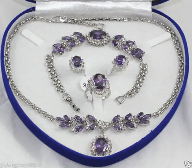 

FREE SHIPPINGNew noble natural amethyst rhodium-plated 18K jewelry