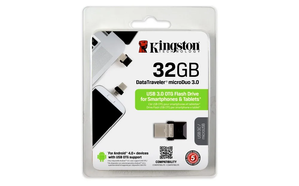 Kingston USB 3,0, флеш-накопитель, смартфон, Micro Memory, 16 ГБ, 32 ГБ, 64 ГБ, портативный накопитель, microDuo, OTG, usb флеш-накопитель, флешка