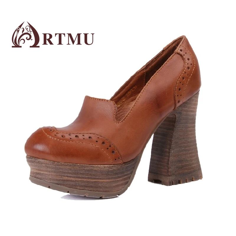 

Artmu Fashion Women Shoes10.5 cm Heels Handmade Women Leather Shoes Super High Heel Woman Pumps Genuine Leather Soft Sole