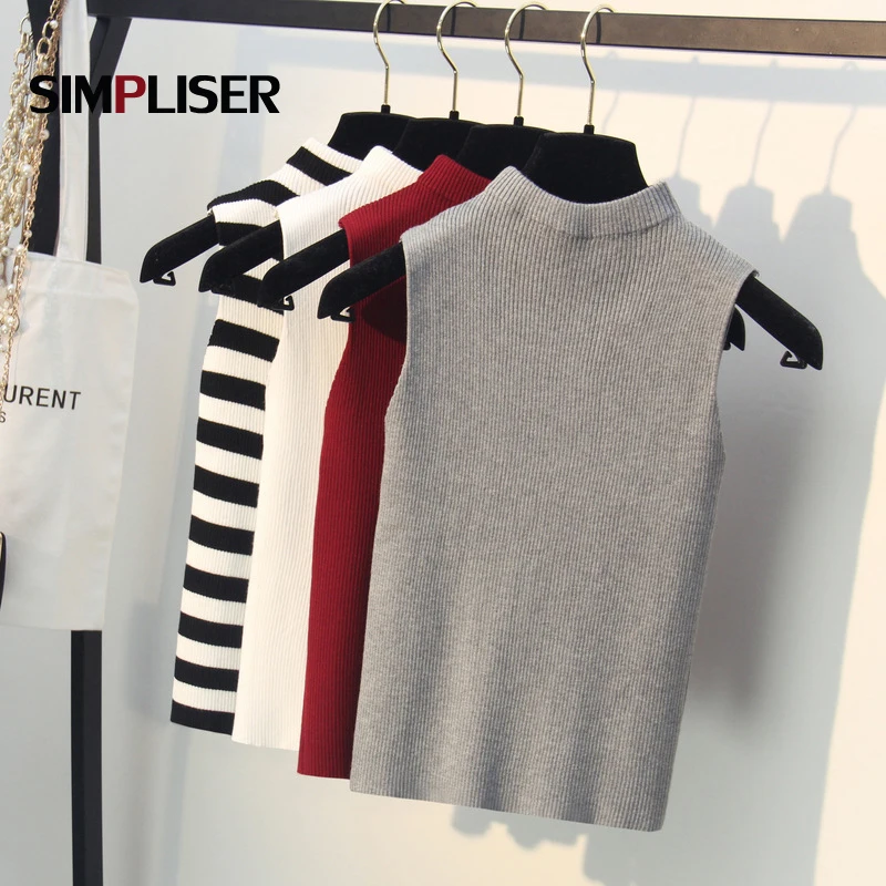 

Women Knitted Vest Sleeveless Sweaters Female Knitting Tops For Ladies 2019 Summer Pullovers Thin Shirts Femme Pull Grey White
