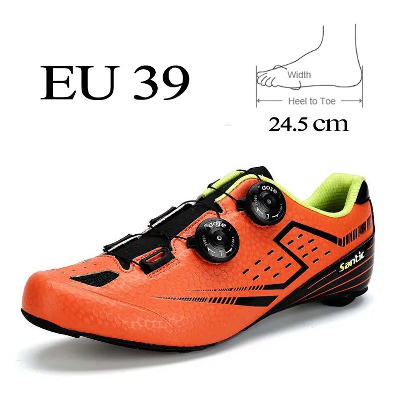 Santic велосипедные дорожные туфли мужские самоблокирующиеся велосипедные туфли гоночная велосипедная обувь сверхлегкие кроссовки из углеродного волокна Sapatilha Ciclismo - Цвет: S12021OR 39
