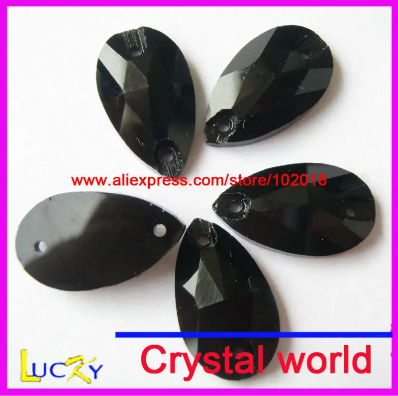 

free shinpping full size jet black color sew on crystal rhinestone drop shape hot sell very shine and high quality
